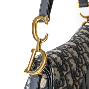 CHRISTIAN DIOR MINI SADDLE BAG BLUE OBLIQUE GHW WITH STRAP