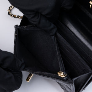 CHANEL MINI TRENDY CC WALLET ON CHAIN LAMBSKIN LEATHER BLACK LGHW