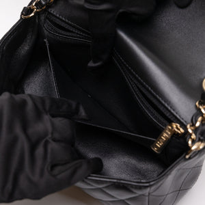 CHANEL MINI RECTANGULAR FLAP BAG LAMBSKIN BLACK LGHW (MICROCHIP)
