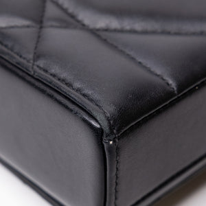 CHRISTIAN DIOR 30 MONTAIGNE CHAIN TOP HANDLE BAG LAMBSKIN LEATHER DARK SILVER HARDWARE