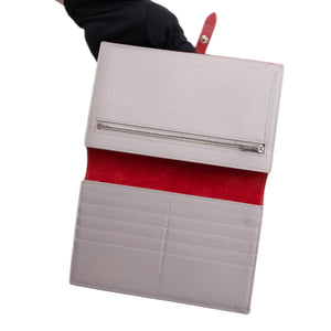 CELINE LARGE MULTIFUNCTION WALLET BICOLOR POP RED GREY METAL FITTING