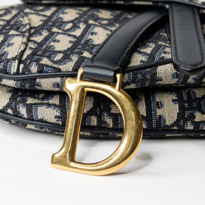 CHRISTIAN DIOR MINI SADDLE BAG BLUE OBLIQUE GHW WITH STRAP