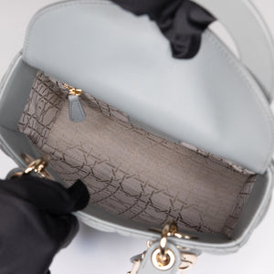 CHRISTIAN DIOR MY ABC DIOR SMALL LADY DIOR LAMBSKIN GRAY STONE GHW