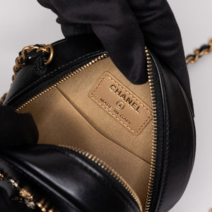 CHANEL CC ROUND CLUTCH LAMBSKIN LEATHER GHW