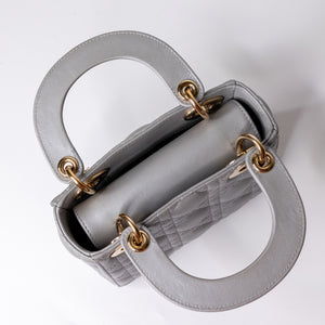 CHRISTIAN DIOR MINI LADY DIOR OPALINE GREY GHW
