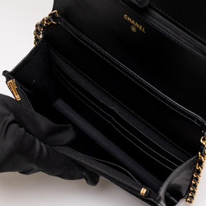 CHANEL 25K HANDLE WALLET ON CHAIN CAVIAR LEATHER BLACK GHW (MICROCHIP)