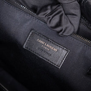 SAINT LAURENT MEDIUM NIKI BAG CROCODILE-EMBOSSED BLACK CALFSKIN BLACK HARDWARE