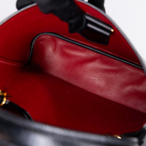 PRADA PANIER SMALL SAFFIANO LEATHER BAG BLACK GHW
