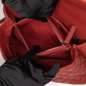 CHANEL MEDIUM COCO HANDLE FLAP BAG RED CAVIAR LEATHER SHW