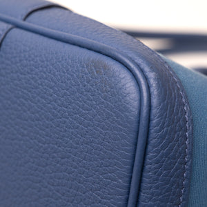 HERMES GARDEN PARTY 30 CANVAS / NEGONDA LEATHER BLUE AGATE SHW STAMP Z