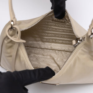 PRADA RE-EDDITION 2005 RE-NYLON SAFFIANO MINI BAG BEIGE SHW