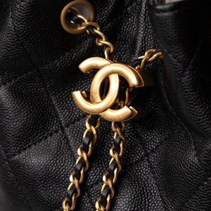 CHANEL SMALL 25 HANDBAG GRAINED CALFSKIN BLACK GHW (MICROCHIP)