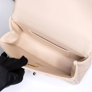 CHANEL 25S MINI COCO CRUSH HANDLE BAG CAVIAR BEIGE LGHW(MICROCHIP)
