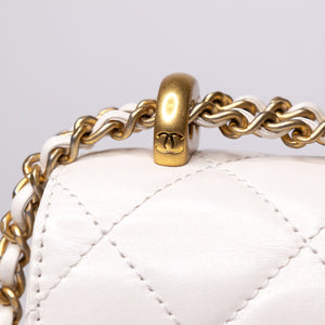 CHANEL 24C GOLD CRUSH MINI FLAP BAG WHITE CALFSKIN GHW