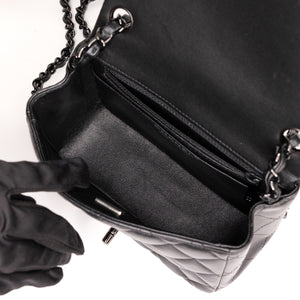 CHANEL MINI SQUARE FLAP BAG LAMBSKIN SO BLACK