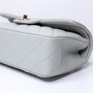 CHANEL SMALL CLASSIC DOUBLE FLAP LIGHT GREY LAMBSKIN LGHW