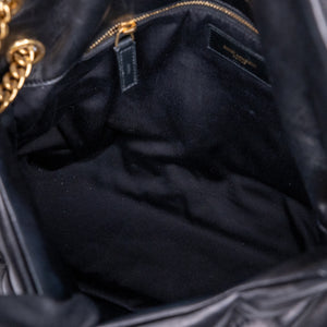 SAINT LAURENT PUFFER BAG MEDIUM BLACK NAPPA LEATHER GHW