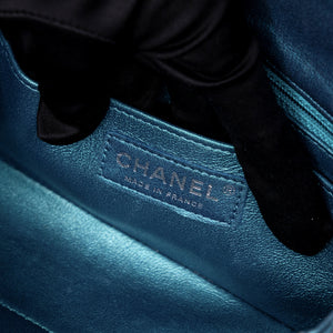 CHANEL IRIDESCENT BLUE TURQUOISE MINI CLASSIC FLAP BAG RUTHENIUM HARDWARE