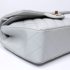 CHANEL SMALL CLASSIC DOUBLE FLAP LIGHT GREY LAMBSKIN LGHW
