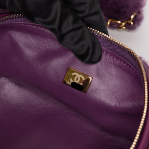 CHANEL TOP HANDLE SMALL VANITY CASE SHEARLING PURPLE GHW (MICROCHIP)