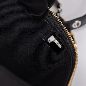 CHANEL LONG VANITY CASE WITH CHAIN LAMBSKIN BLACK GHW