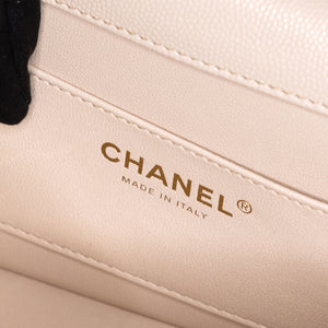 CHANEL 25S MINI COCO CRUSH HANDLE BAG CAVIAR BEIGE LGHW(MICROCHIP)