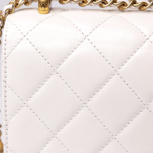 CHANEL 24C GOLD CRUSH MINI FLAP BAG WHITE CALFSKIN GHW