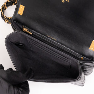 CHANEL 23K SLING SMALL FLAP BAG BLACK CALFSKIN LEATHER GHW