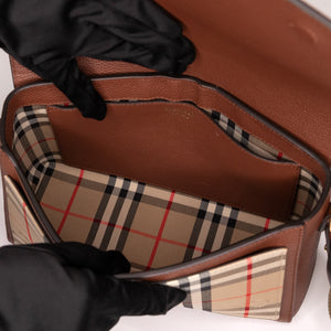 BURBERRY NOTE CROSS-BODY BAG CALFSKIN / CANVAS GHW