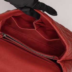 CHANEL MEDIUM COCO HANDLE FLAP BAG RED CAVIAR LEATHER SHW