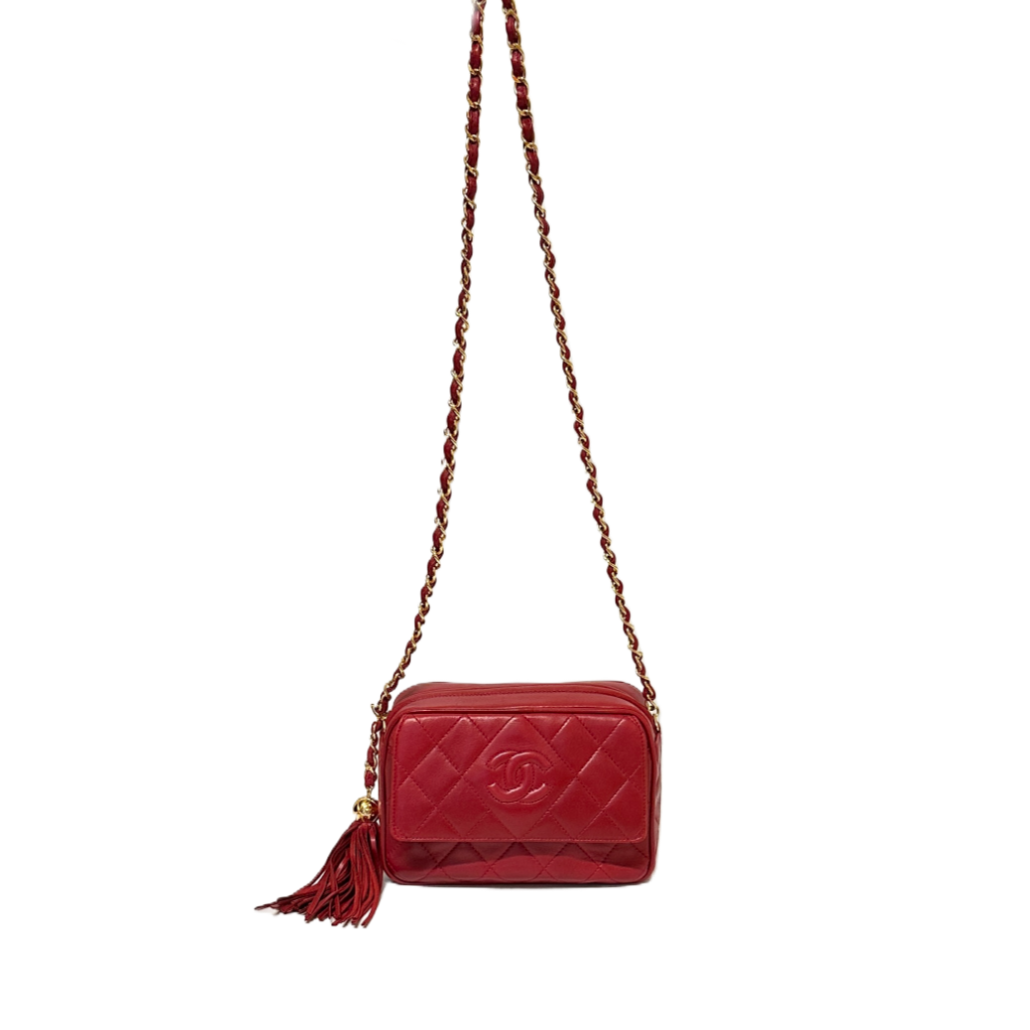 CHANEL VINTAGE CROSSBODY BAG RED GHW