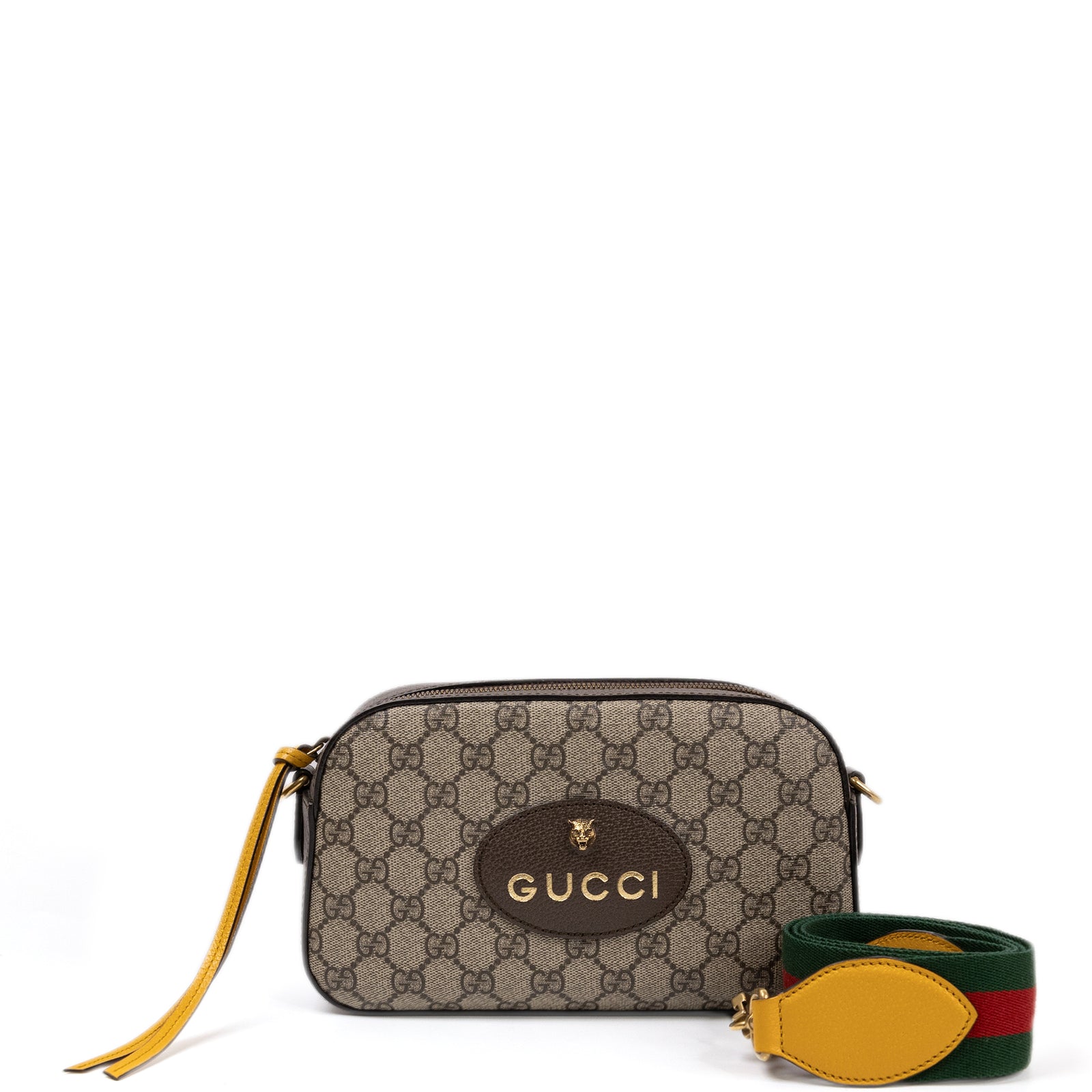 GUCCI GG SUPREME CAMERA BAG BROWN MULTICOLOURED CANVAS /LEATHER GHW