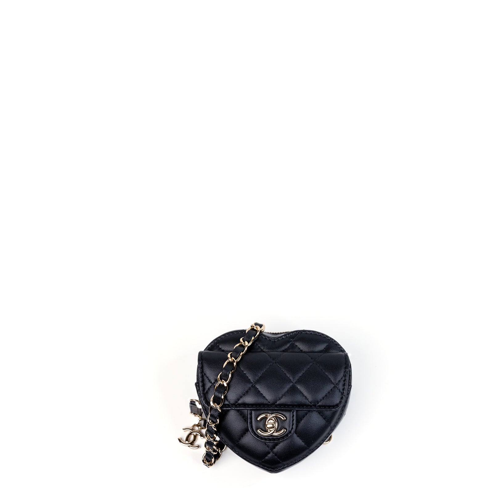 CHANEL 22S HEART BELT BAG LAMBSKIN LEATHER BLACK LGHW