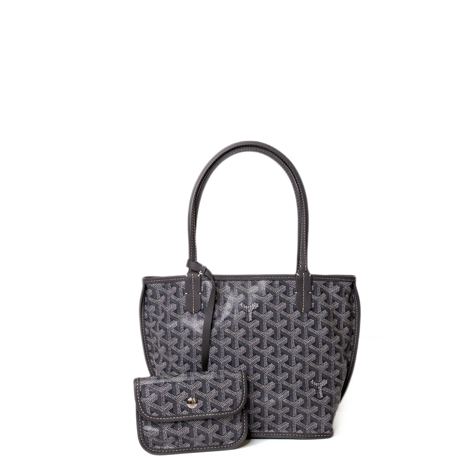 GOYARD MINI ANJOU TOTE BAG CANVAS / CALFSKIN GREY SHW