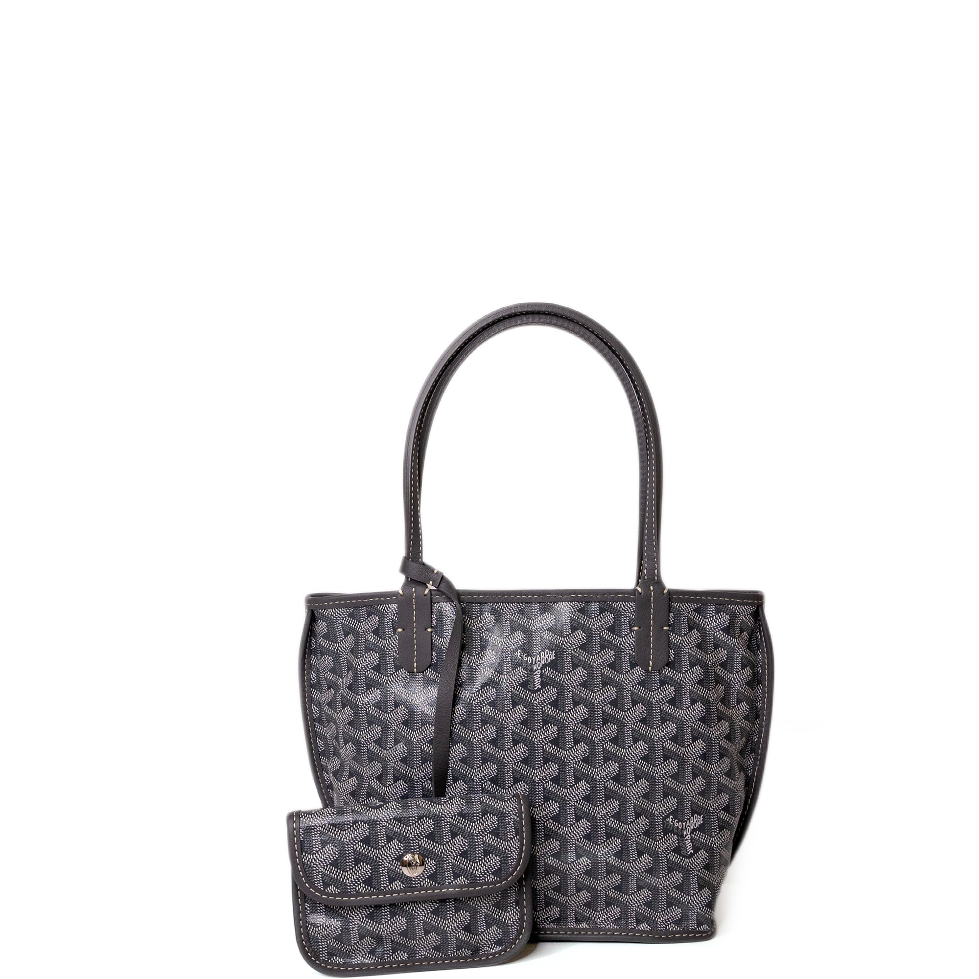 GOYARD MINI ANJOU TOTE BAG CANVAS / CALFSKIN GREY SHW