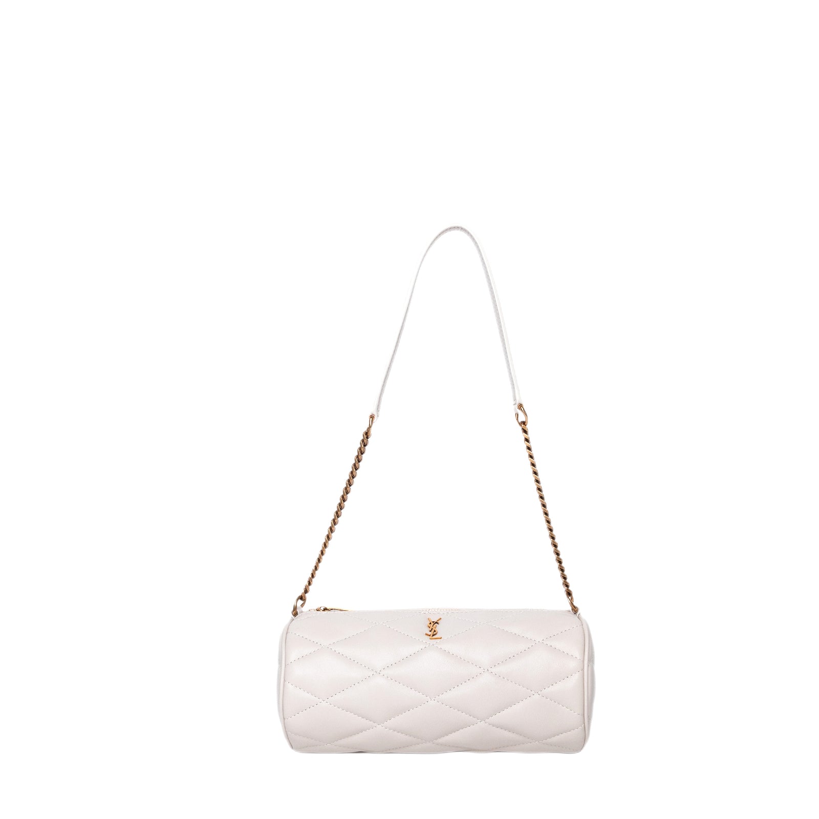 SAINT LAURENT SADE TUBE SHOULDER BAG MINI WHITE GHW