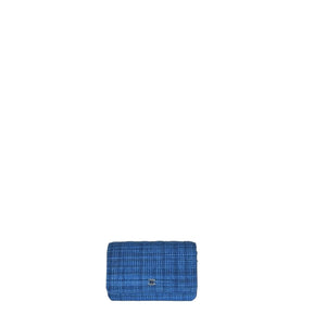 CHANEL BLUE QUILTED TWEED FABRIC WALLET ON CHAIN SHW