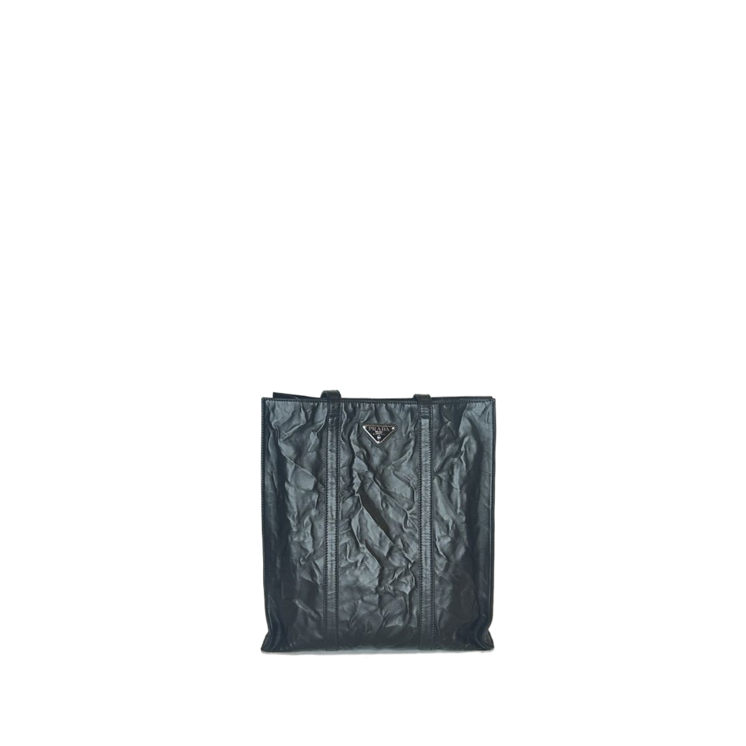 PRADA BLACK ANTIQUE NAPPA-LEATHER SMALL TOTE BAG