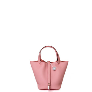 HERMES PICOTIN 18 LOCK BAG CLEMENT 3Q ROSE SAKURA GHW STAMP K