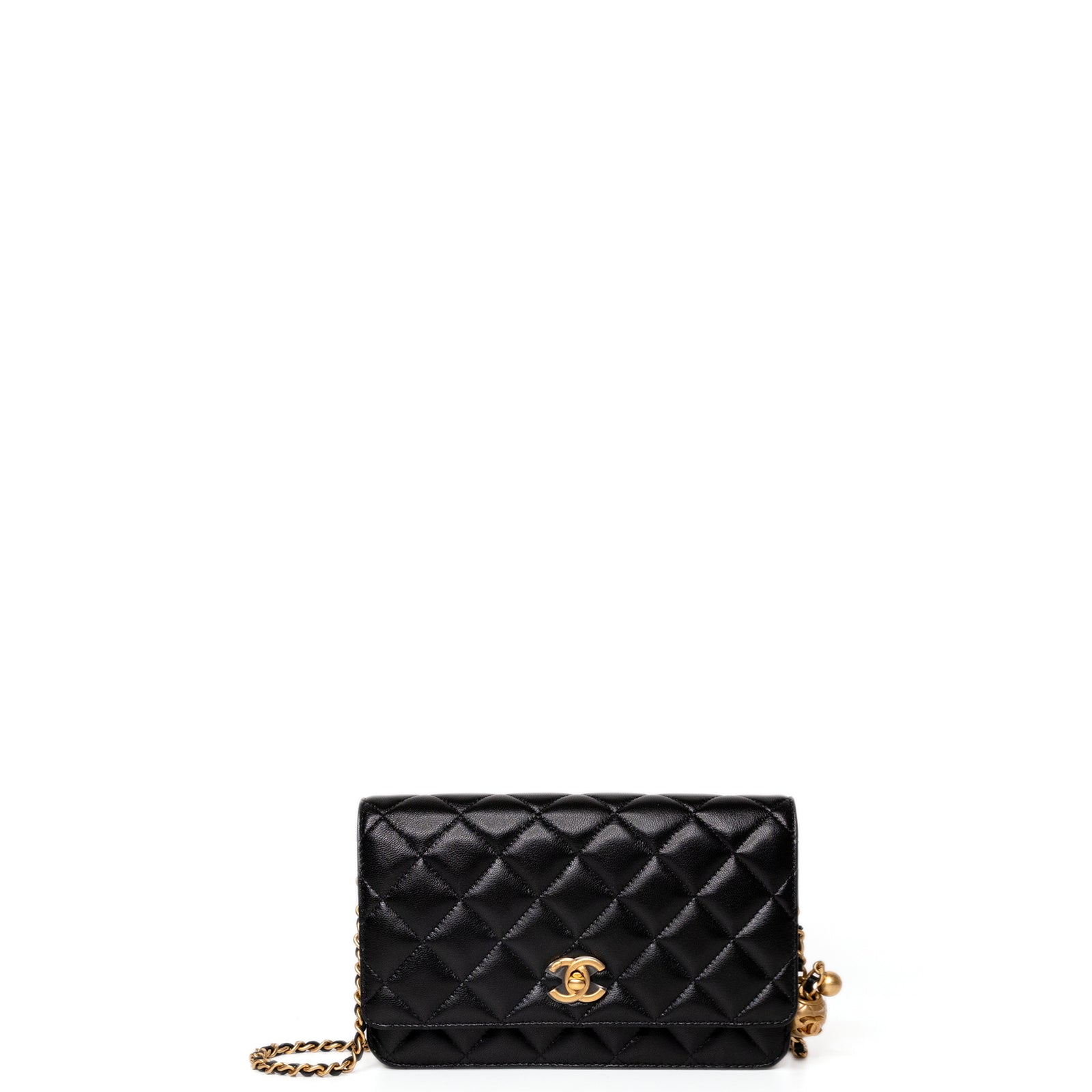 CHANEL 25A PEARL CRUSH WALLET ON CHAIN LAMBSKIN LEATHER GHW (MICROCHIP)