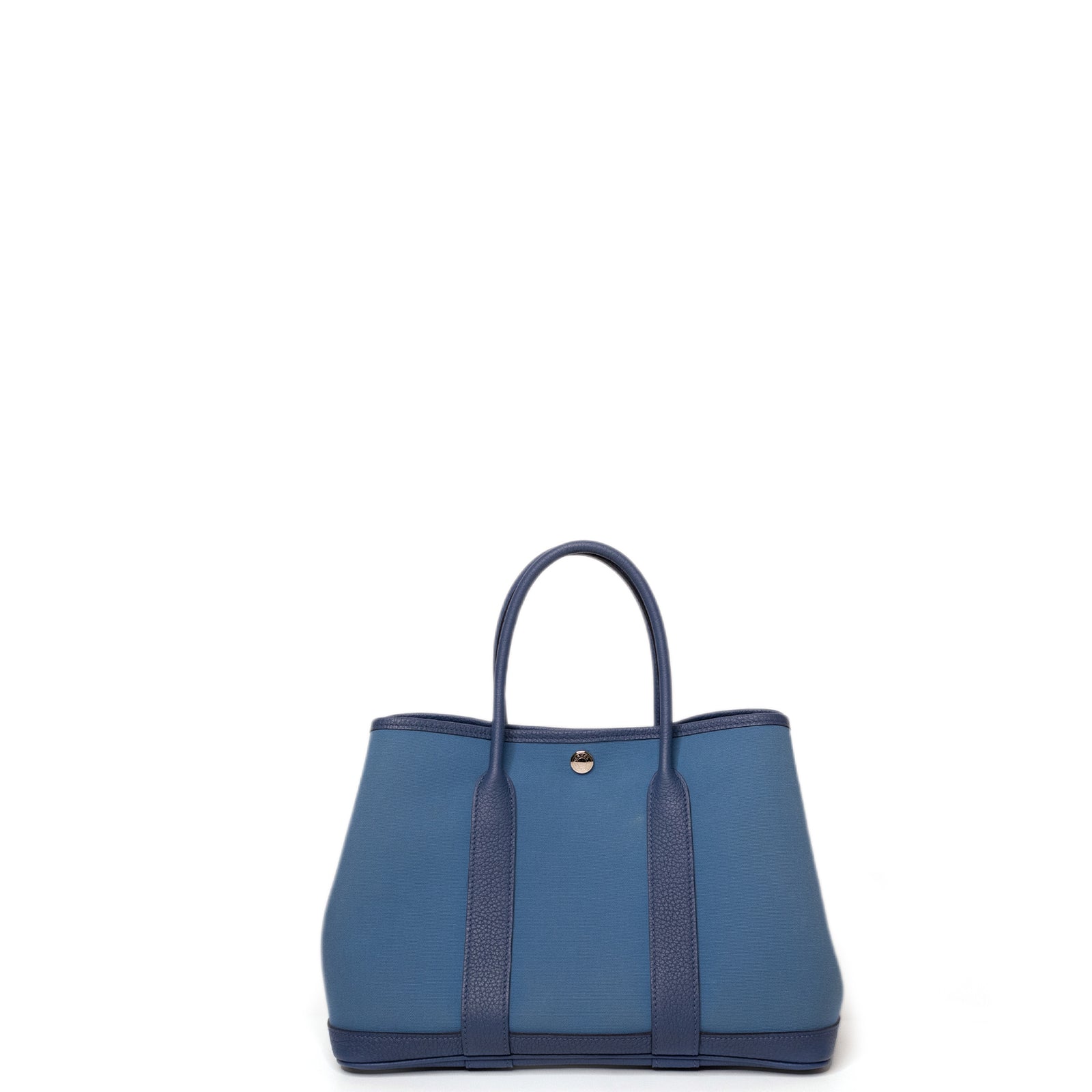 HERMES GARDEN PARTY 30 CANVAS / NEGONDA LEATHER BLUE AGATE SHW STAMP Z