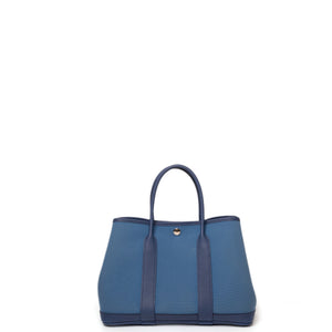 HERMES GARDEN PARTY 30 CANVAS / NEGONDA LEATHER BLUE AGATE SHW STAMP Z