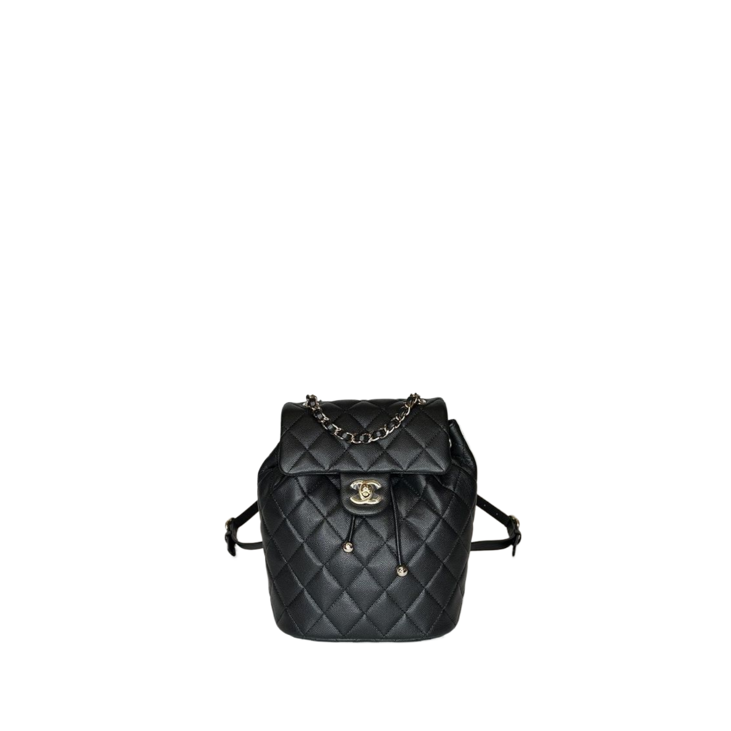 CHANEL 23S QUILTED MINI BACKPACK CAVIAR BLACK LGHW