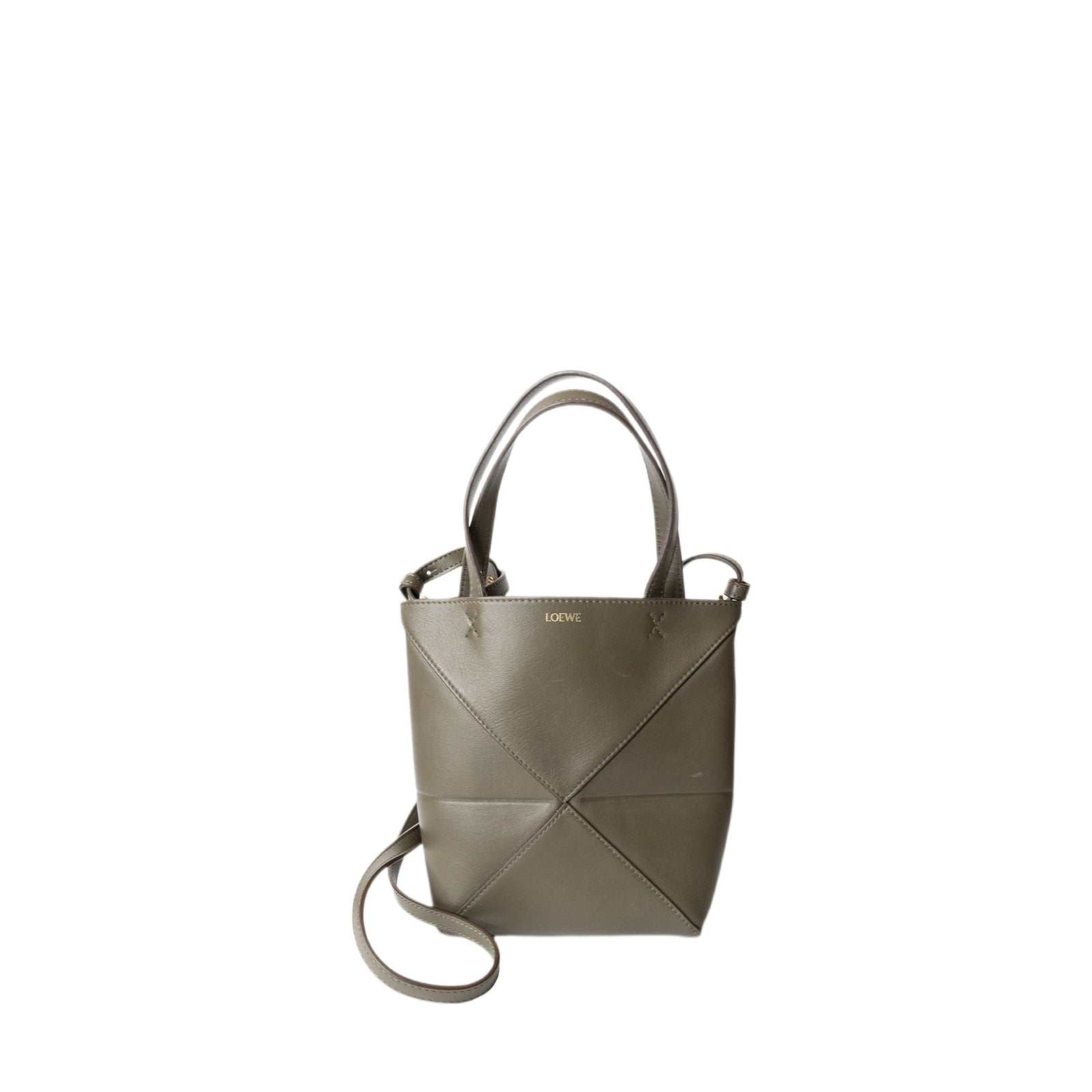LOEWE MINI PUZZLE FOLD TOTE IN SHINNY CALF SKIN