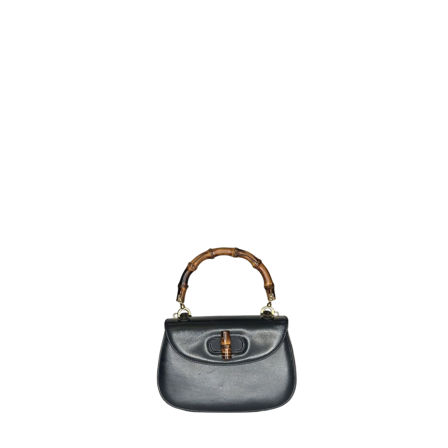 GUCCI BAMBOO 1947 SMALL TOP HANDLE BAG IN BLACK LEATHER