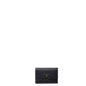 LOUIS VUITTON CAPUCINES COMPACT WALLET BLACK LEATHER GHW