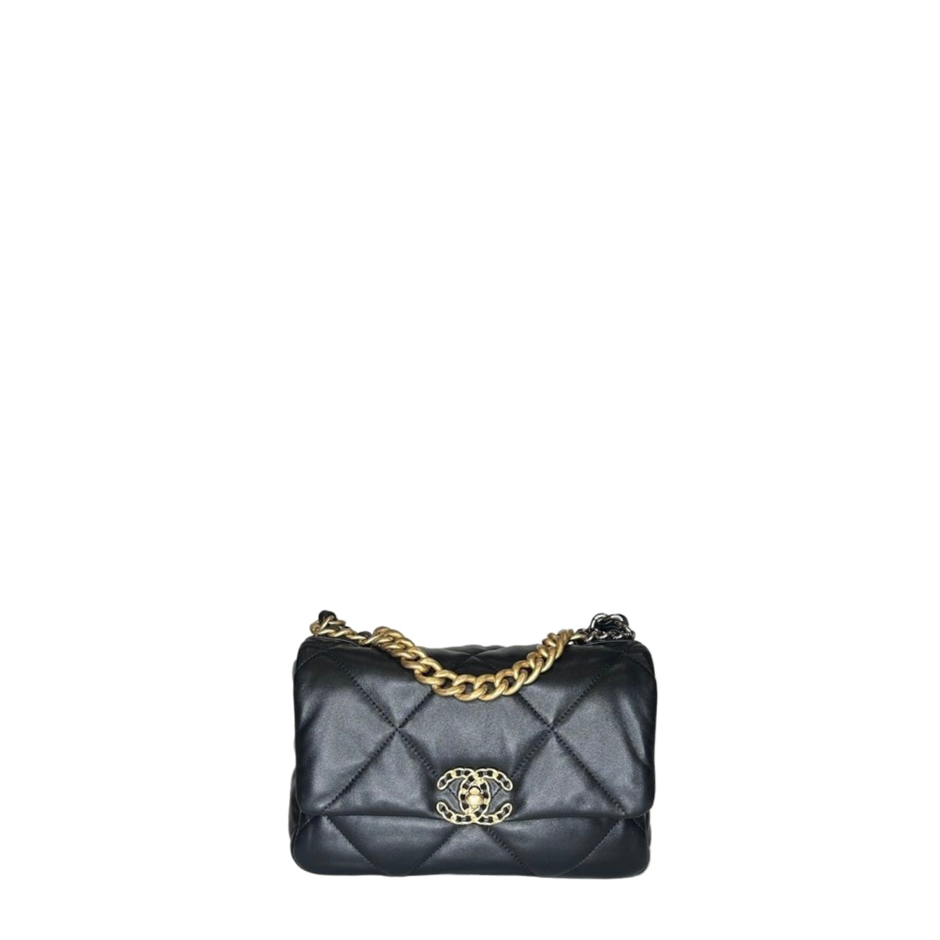 CHANEL SMALL 19 BAG LAMBSKIN BLACK GHW