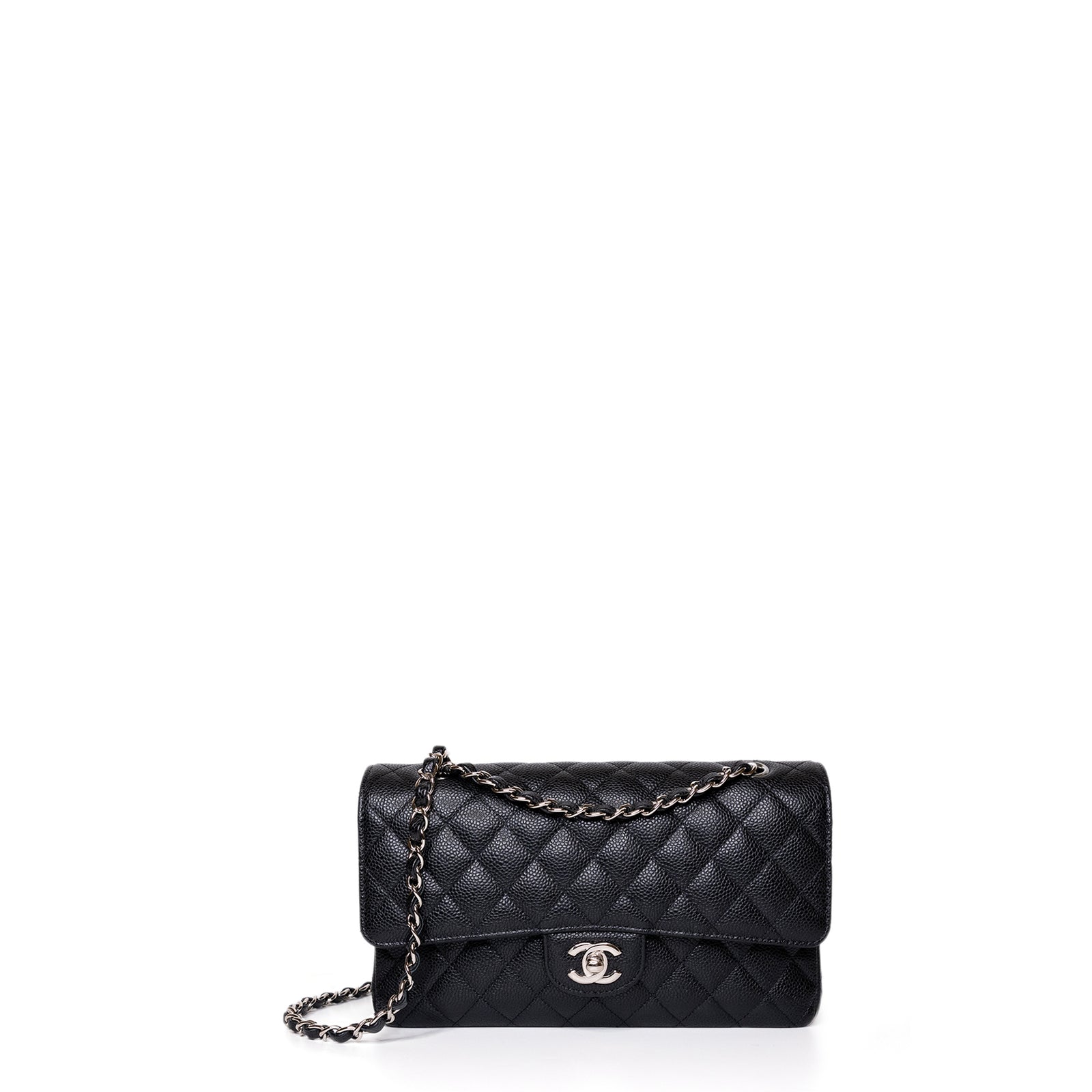 CHANEL CLASSIC FLAP MEDIUM BLACK CAVIAR LEATHER SHW