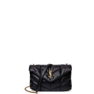 SAINT LAURENT PUFFER BAG TOY BLACK NAPPA LEATHER GHW