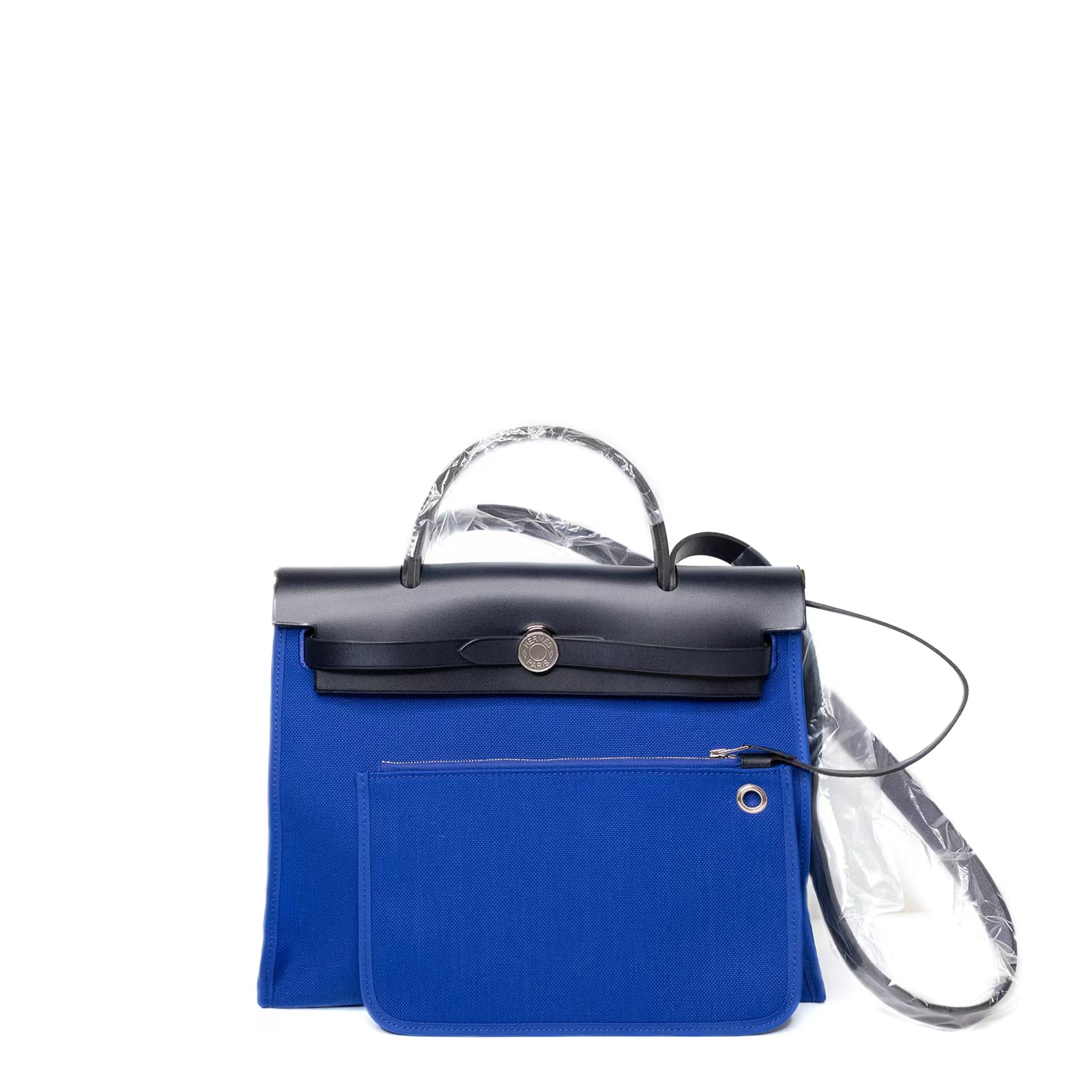 HERMES HERBAG ZIP 31 BLUE ELECTRIQUE / BLACK SHW STAMP Z